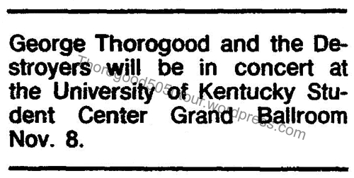 17 George Thorogood 50 50 Tour Kentucky Concert Listing Herald & Leader Oct 17 1981 B7