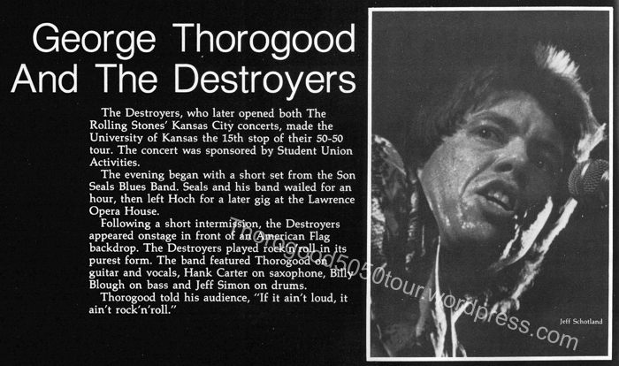15 George Thorogood 50 50 tour Hoch Concert Photo Jayhawker Yearbook 1982