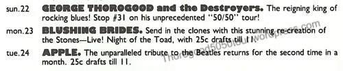 31 Toads Place George Thorogood 50 50 Tour Concert Listing Conn Music Magazine 1981 Nov