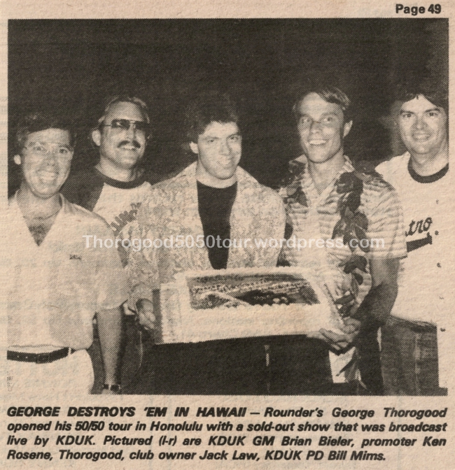 1981 10 23 USA HI Honolulu Wave Waikiki George Thorogood 50 50 Tour Launch Cake Radio Broadcast KDUK